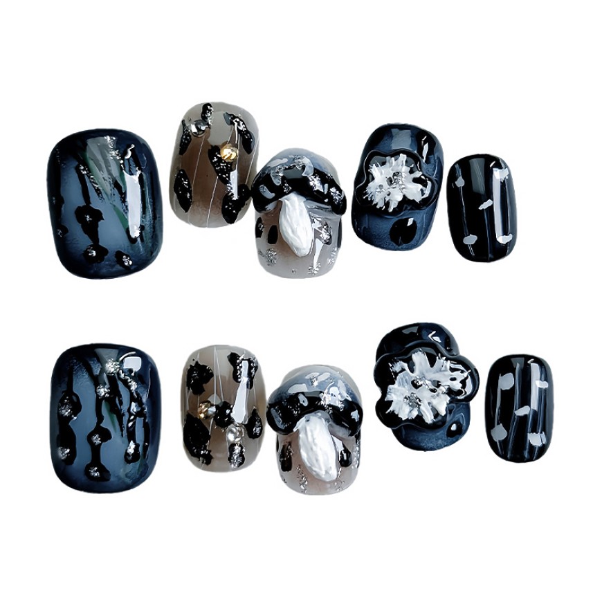 Dark Gothic Hand-Painted Nail Art