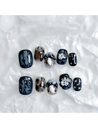 Dark Gothic Hand-Painted Nail Art