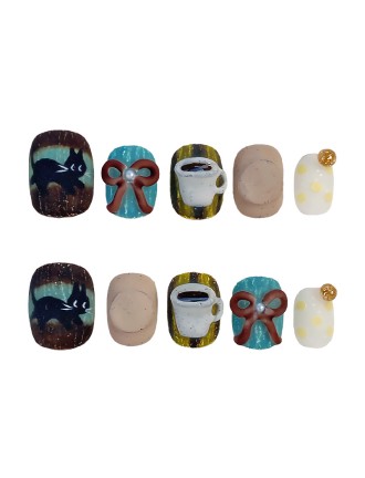 Hand-painted Kitten Matte Nail Art