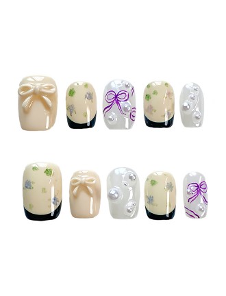 Hand-painted Bow French Manicure