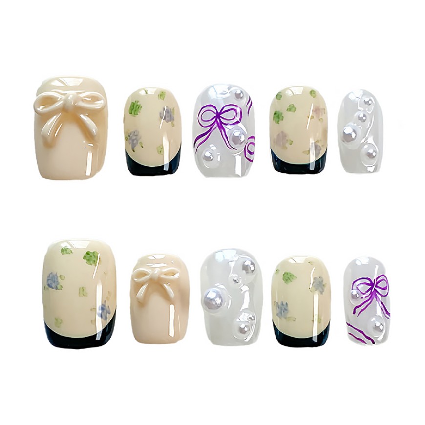 Hand-painted Bow French Manicure