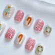 Christmas Red Checkered Hand-Painted Nail Art