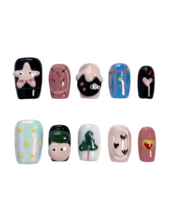 Hand-painted 3D Nail Art