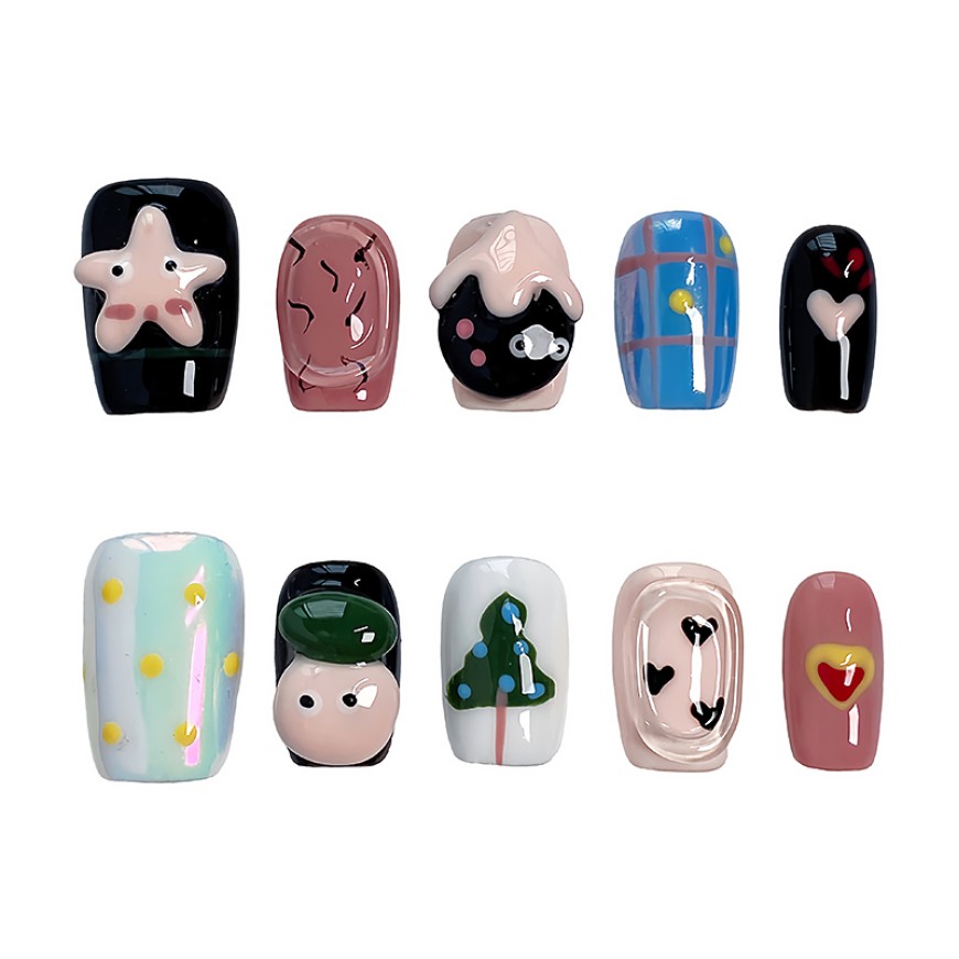Hand-painted 3D Nail Art