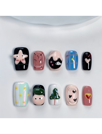 Hand-painted 3D Nail Art