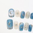 Blue Cat-Eye Starry Night Nail Art