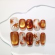 Hand painted Maple Leaf Cat Eye Nail Art