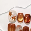 Hand painted Maple Leaf Cat Eye Nail Art