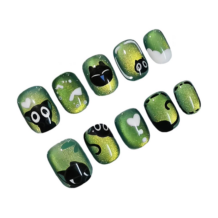 Hand-painted Cat Eye Nail Art