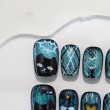 Hand-painted Black Cat Eye Nail Art