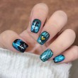 Hand-painted Black Cat Eye Nail Art