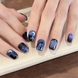 Starry Night Kitten Hand-Painted Nail Art