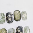 Hand-painted Bamboo Cat-Eye Nail Art
