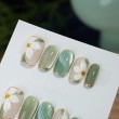 Hand-painted Camellia Cat-Eye Nail Art