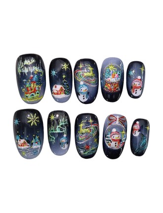 Cute Snowman Hand-Painted Nail Art