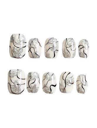 Minimalist Line Hand Painted Nail Art