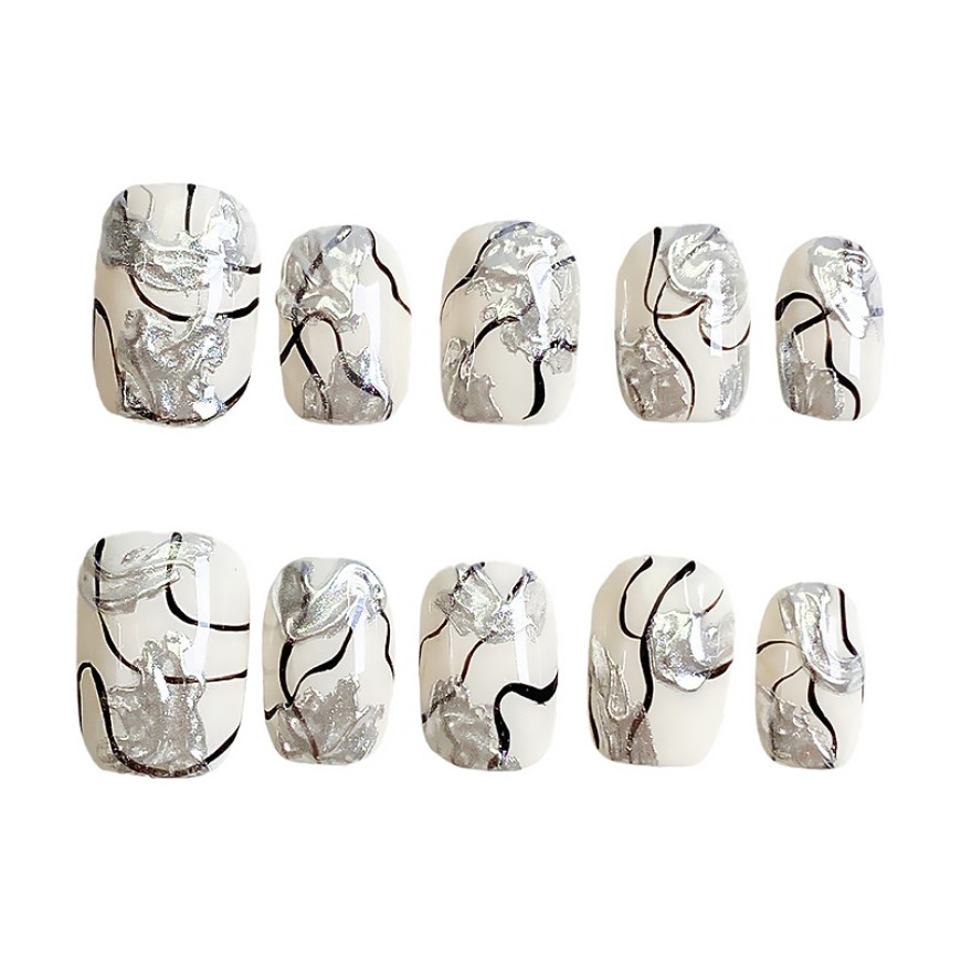 Minimalist Line Hand Painted Nail Art