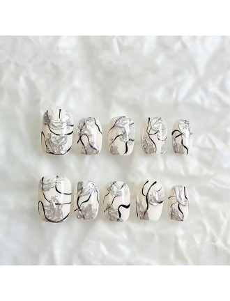 Minimalist Line Hand Painted Nail Art