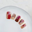 Amber Reddish Brown Hand Painted Nail Art