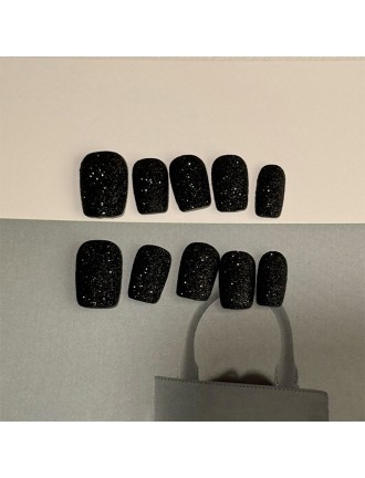Black Matte Textured Nail Art