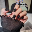 Black Matte Textured Nail Art