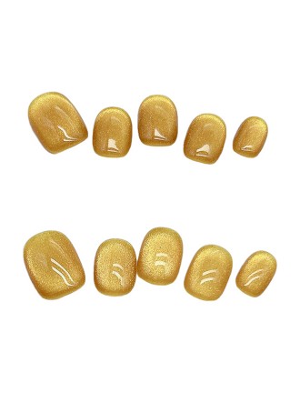 Short Gold Cat-Eye Wearable Nails