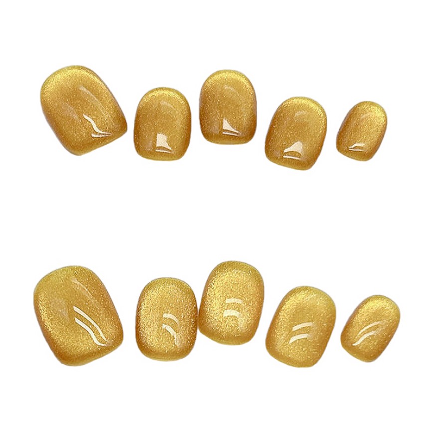 Short Gold Cat-Eye Wearable Nails