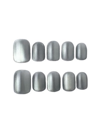 Silver Gray Cat Eye Nail Art