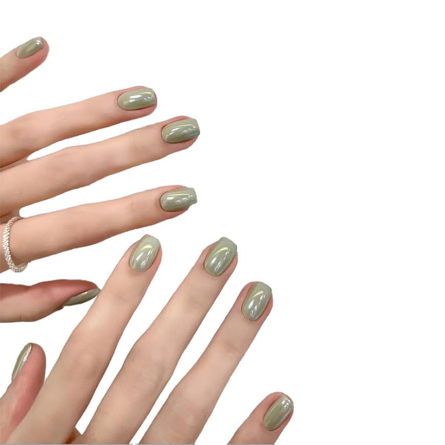 Matcha Green Aurora Nail Art