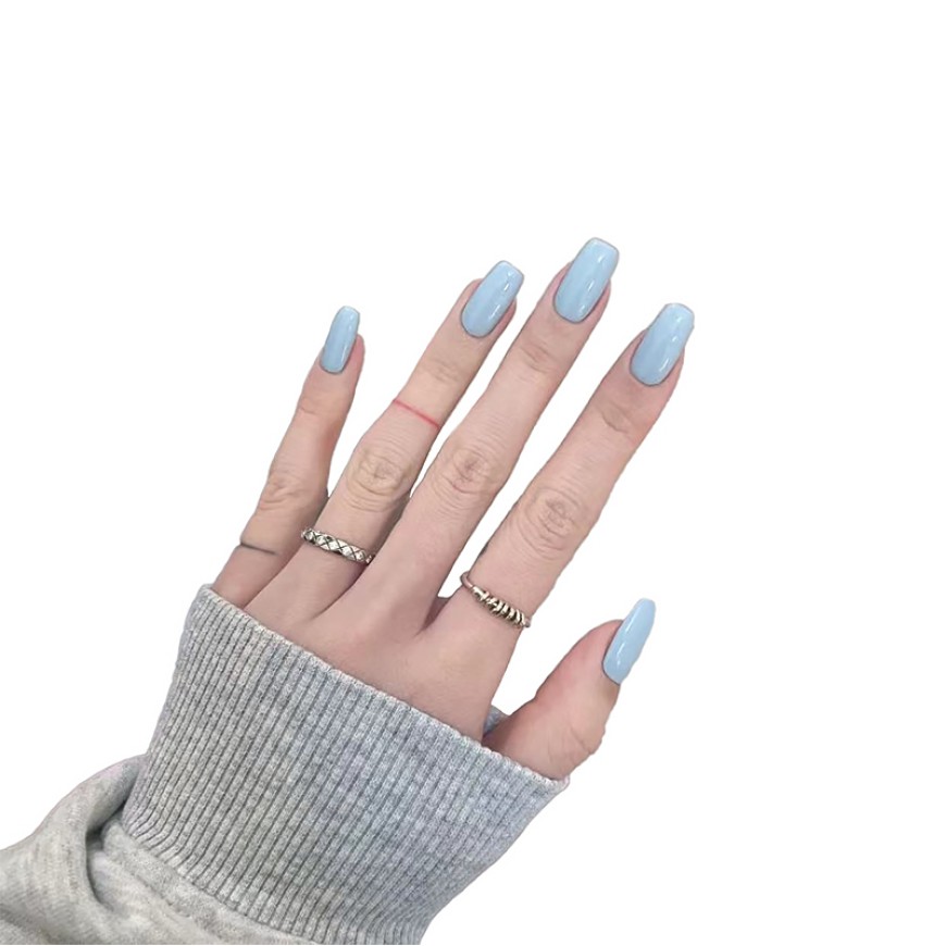 Light Blue Handmade Nail Art